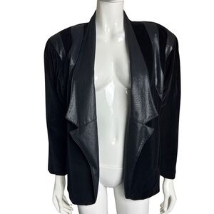 vintage:: 80s Indie Sleeze Grunge Punk Glam Black Blazer w Velvet & Faux Leather